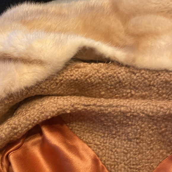 Vintage Berona tan beige swing Wool coat with white mink collar estimated sz M/L - Picture 14 of 17